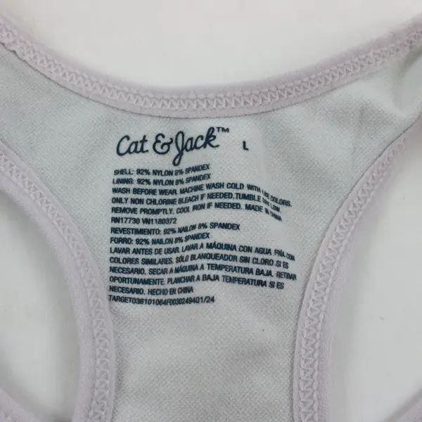 Cat & Jack Girls' Racerback Sports Bra White/Pink/Purple Size L