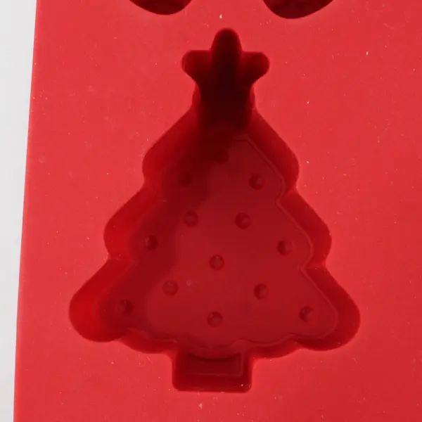 Red Silicone Christmas Baking Mold 6 Cavity Gingerbread Tree Snowflake