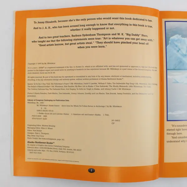 Mr. Whitekeys' Alaska Bizarre Whale Fat Follies Revue Anchorage Humor Book