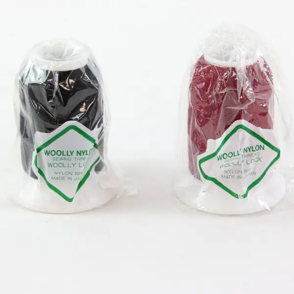 Lot of 2 YLI Corp Woolly Nylon Thread Spools Black Burgundy Japan
