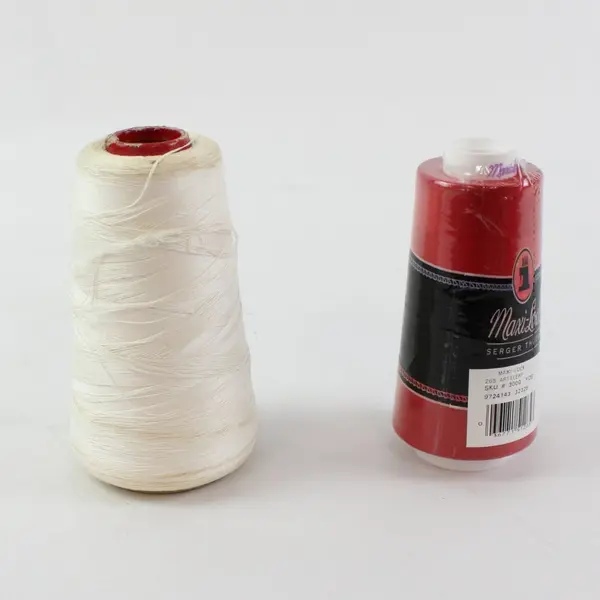 Lot of 2 Spools of Serger Thread, one is Maxi-Lock brand 3000 yds., Red & White 