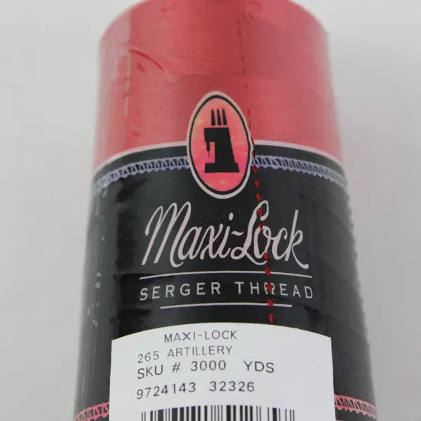 Lot of 2 Spools of Serger Thread, one is Maxi-Lock brand 3000 yds., Red & White 