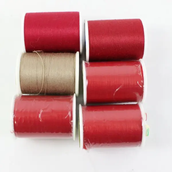 Lot of 6 Coats & Clark and Trusew Sewing Thread Spools Red Brown