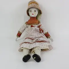 Vintage 1970s Porcelain Doll 18in Cloth Body Bisque Head Taiwan