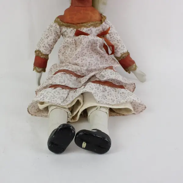 Vintage 1970s Porcelain Doll 18in Cloth Body Bisque Head Taiwan