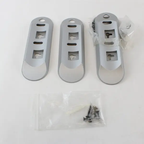 Lot of 3 Silver Dispenser Mounting Plates Brackets Keyhole Slots