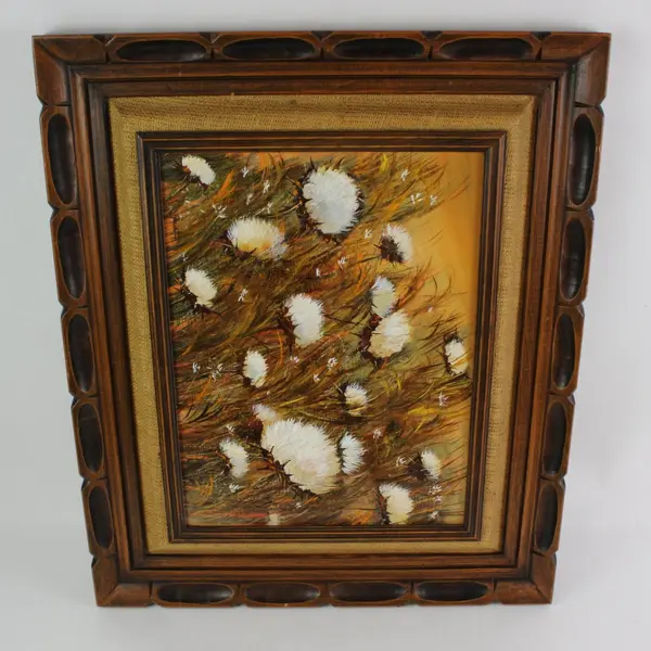 Thistle in Thorns Wanda Faust Acrylic Painting Wood Frame Wall Art 12x16