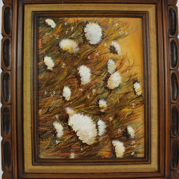 Thistle in Thorns Wanda Faust Acrylic Painting Wood Frame Wall Art 12x16