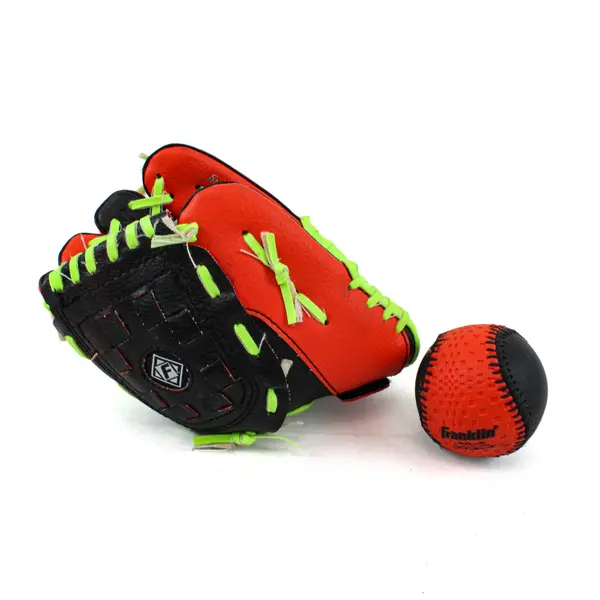 Franklin Sports NeoGrip Youth T-Ball Glove + Ball Red Black Green Boys/Girls