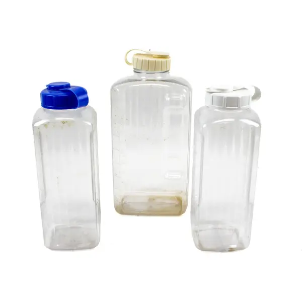 Lot of 3 Lock & Lock Clear Plastic Ribbed Refrigerator Water Bottles