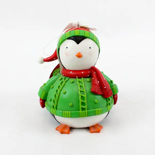 Demdaco Christmas Penguin & Rudolph Reindeer Wreath Ornament Figurines Set