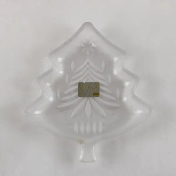 Vintage Mikasa Frosted Glass Christmas Tree Candy Dish 5-1/4"