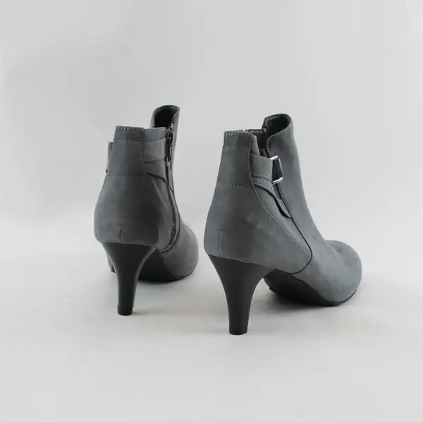 Dexflex Comfort Women's Gray Faux Suede Ankle Boots Heels Size 11