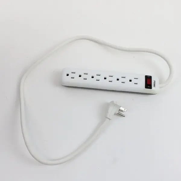Prime PB8100V2 Power Strip Flat Plug 6 Outlet 3 Ft Cord