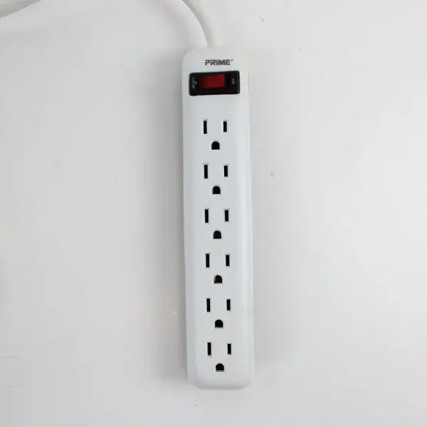 Prime PB8100V2 Power Strip Flat Plug 6 Outlet 3 Ft Cord