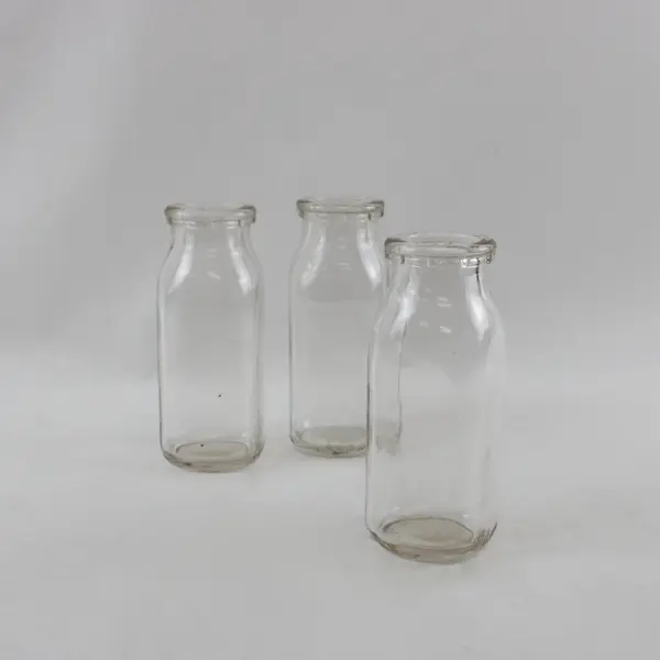 Lot of 3 Duraglas Half Pint Glass Milk Cream Bottles 