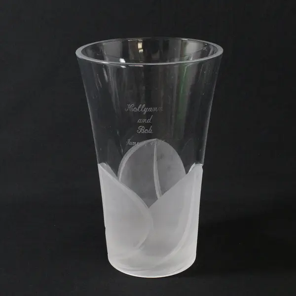 Cristal d'Arques Durand  Florence Crystal Vase  Frosted Petals France 9.75"