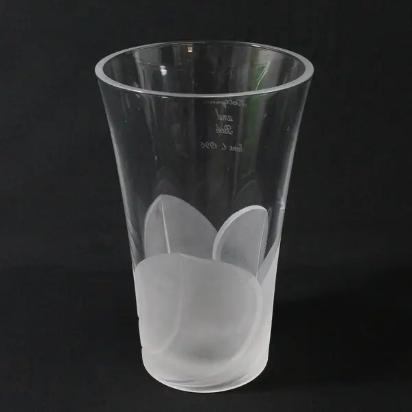 Cristal d'Arques Durand  Florence Crystal Vase  Frosted Petals France 9.75"