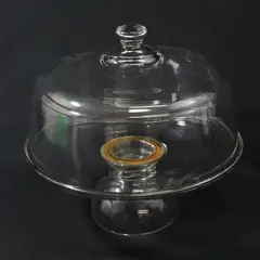 Vintage Clear Glass 11in Pedestal Cake Stand Dome Lid Dessert Server