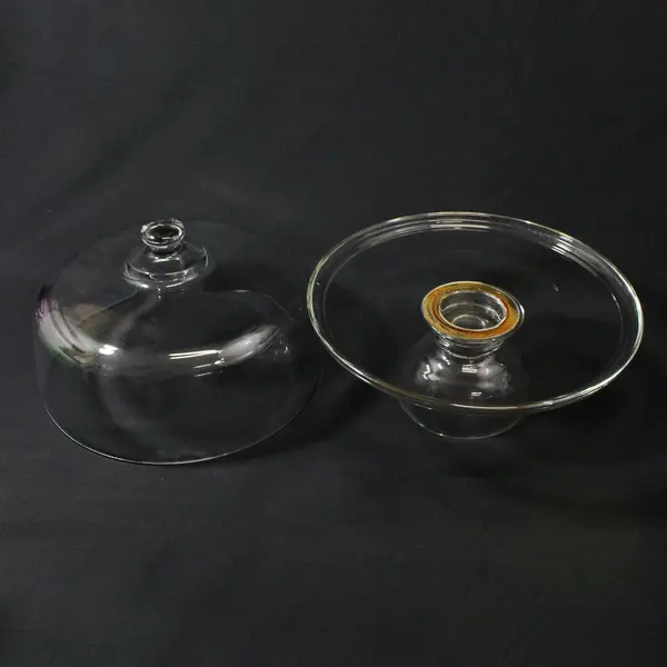 Vintage Clear Glass 11in Pedestal Cake Stand Dome Lid Dessert Server