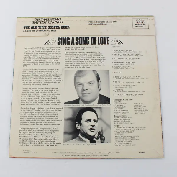 Dynamic Lynchburg Baptist College Chorale Sing A Song Of Love 12" LP DMI-51574