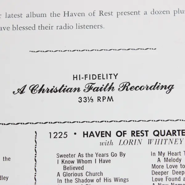 Christian Faith Recordings Haven of Rest Quartet Crew of the GoodShip Grace/12"
