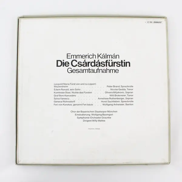 Emmerich Kálmán Die Csárdásfürstin 4 LP Box Set Rothenberger Gedda Mattes EMI