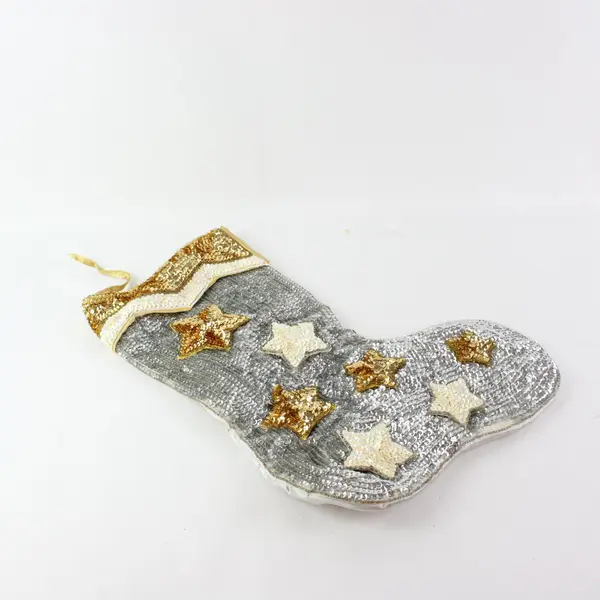  Silver Gold Sequin Christmas Stocking Holiday Decor
