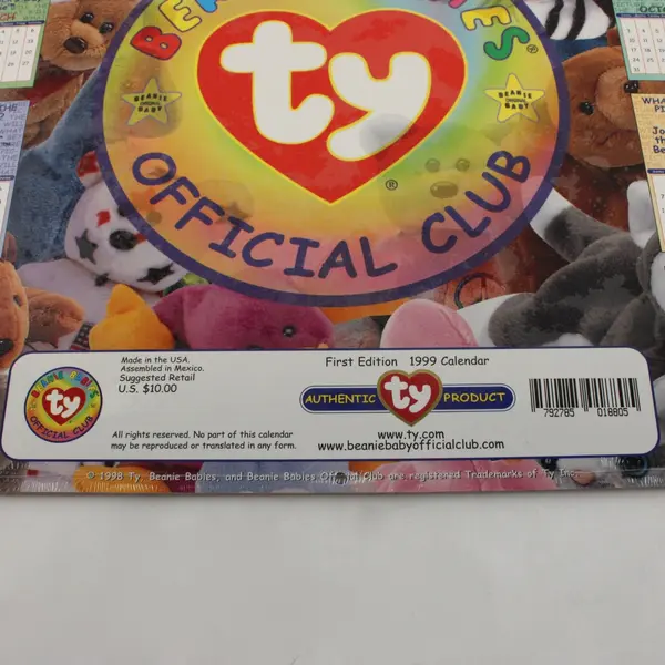 Ty Beanie Babies First Edition 1999 Official Club Wall Calendar Sealed