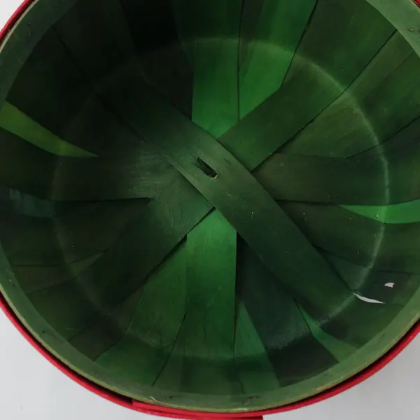 Set of 6 Green Red Wooden Christmas Holiday Baskets 10"