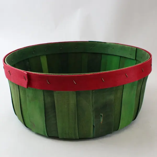 Set of 6 Green Red Wooden Christmas Holiday Baskets 10"