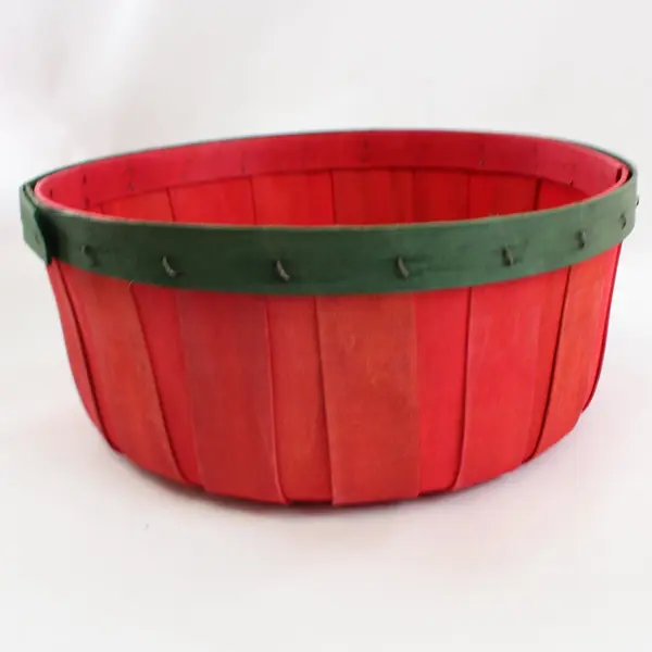 Set of 4 Red Green Wooden Christmas Holiday Baskets 10"