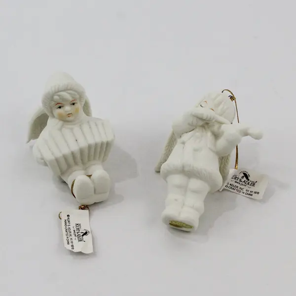 Kurt Adler Santa's World Porcelain Angel Ornaments Violin Accordion Lot 2 3"