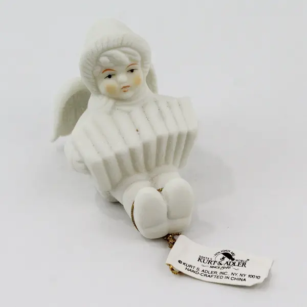 Kurt Adler Santa's World Porcelain Angel Ornaments Violin Accordion Lot 2 3"