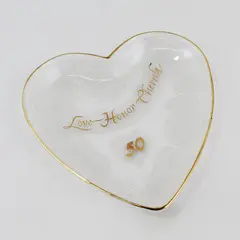 C.E.C. Made in Korea Heart-Shaped Clear Glass 50th Anniversary Dish 5x4.8"