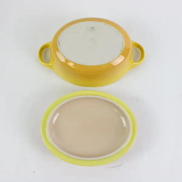 Le Creuset Stoneware Oval Baking Casserole Dish W/ Lid 7''x 4.5”  Yellow Ombré