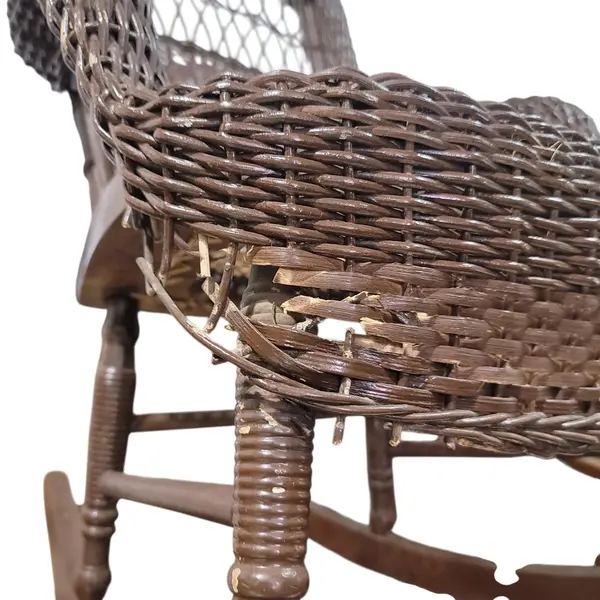 Vintage Wicker Rattan Child Size Rocking Chair High Back - Local Pickup Only