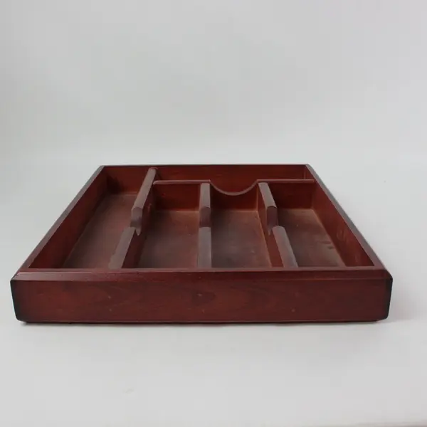 Vintage Mikasa Wooden Flatware Organizer Tray Cherry Finish