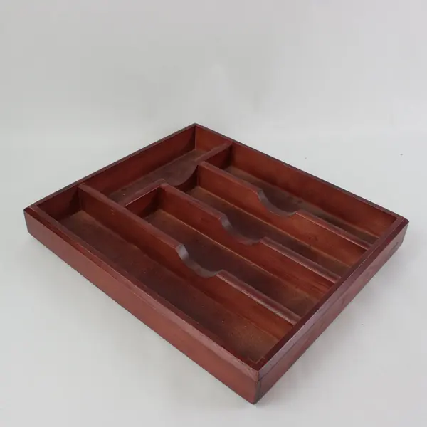 Vintage Mikasa Wooden Flatware Organizer Tray Cherry Finish
