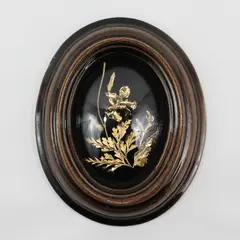 Saburo Palaa Fern Oncidium Orchid 24K Gold Dipped Bubble Frame Wall Plaque