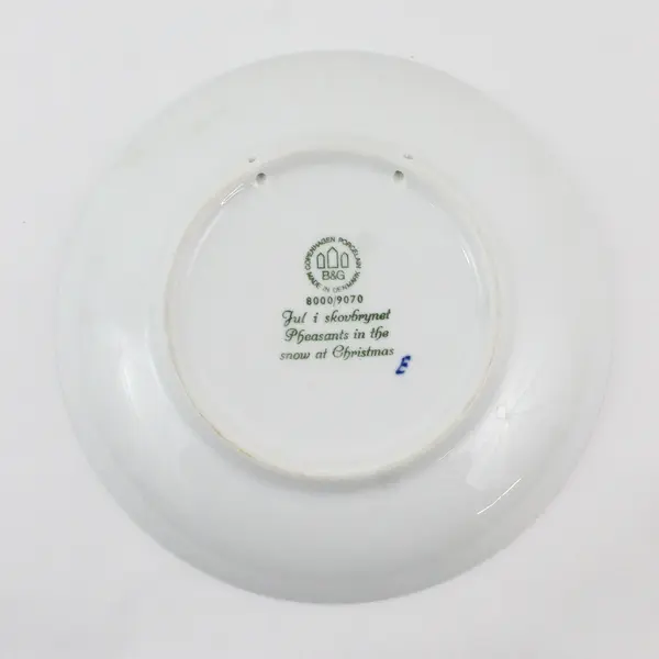 Bing & Grondahl 1970 Jule Aften Pheasants Snow Christmas Plate 8000/9070