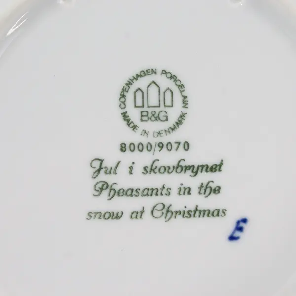 Bing & Grondahl 1970 Jule Aften Pheasants Snow Christmas Plate 8000/9070
