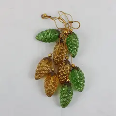 Lot of 8 Glittered Pinecone Ornaments Green Yellow Christmas Decor