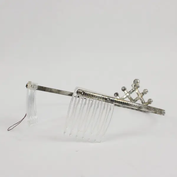 Silver Tone Rhinestone Tiara Hair Combs Bridal Wedding Prom Pageant Crown