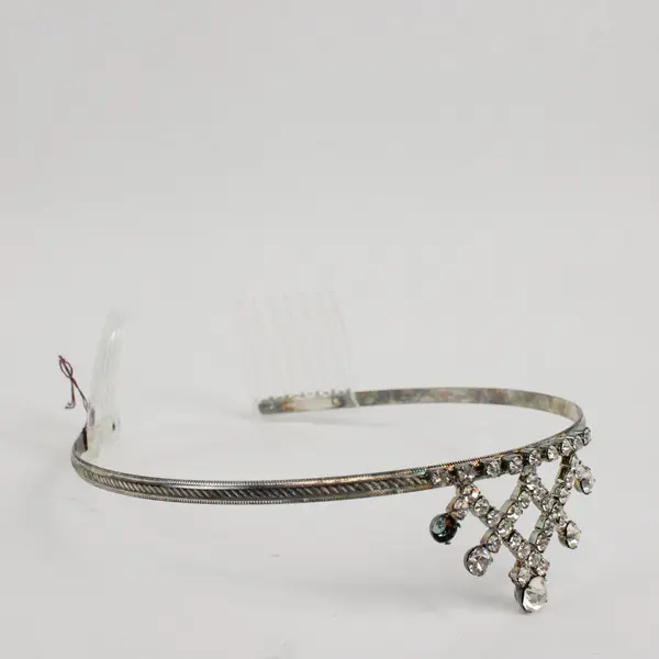 Silver Tone Rhinestone Tiara Hair Combs Bridal Wedding Prom Pageant Crown