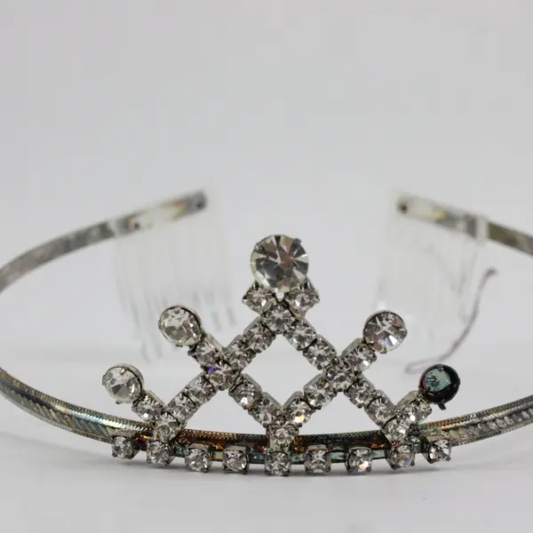 Silver Tone Rhinestone Tiara Hair Combs Bridal Wedding Prom Pageant Crown