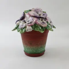Fitz and Floyd Forever In Bloom Lidded Box Pansies 5" 2063/251
