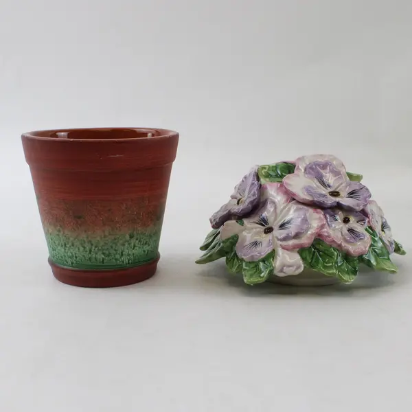 Fitz and Floyd Forever In Bloom Lidded Box Pansies 5" 2063/251