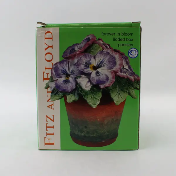 Fitz and Floyd Forever In Bloom Lidded Box Pansies 5" 2063/251