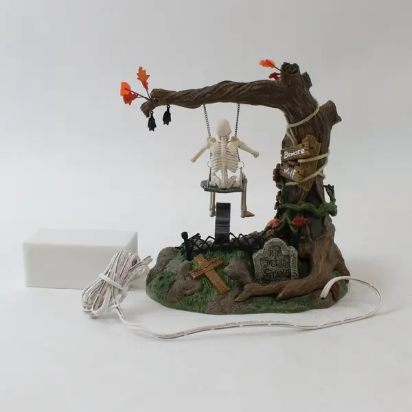 Department 56 #56.52514 Village Halloween Animated Swinging Skeleton NOT WORKING